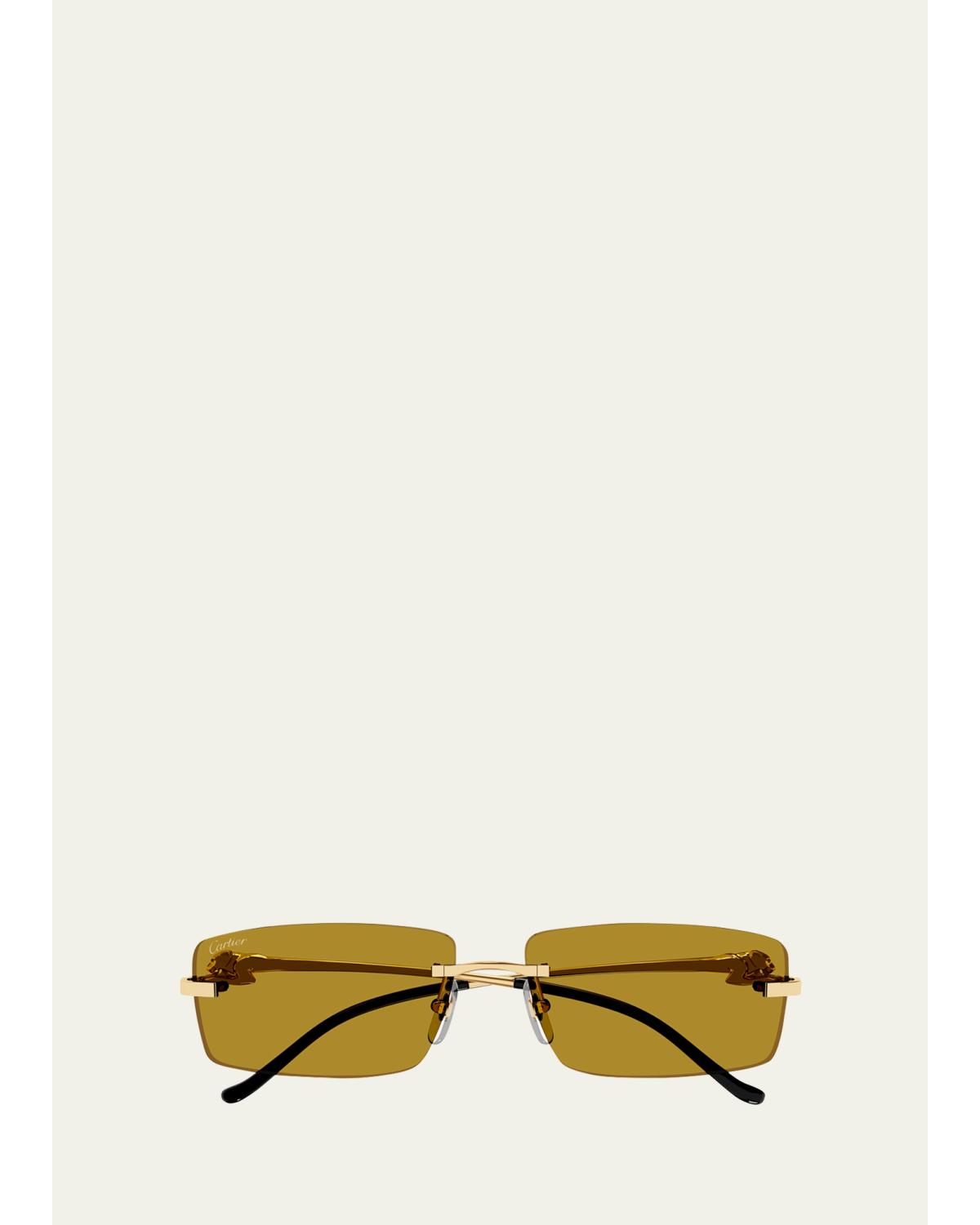 Men's Rimless Metal Rectangle Sunglasses