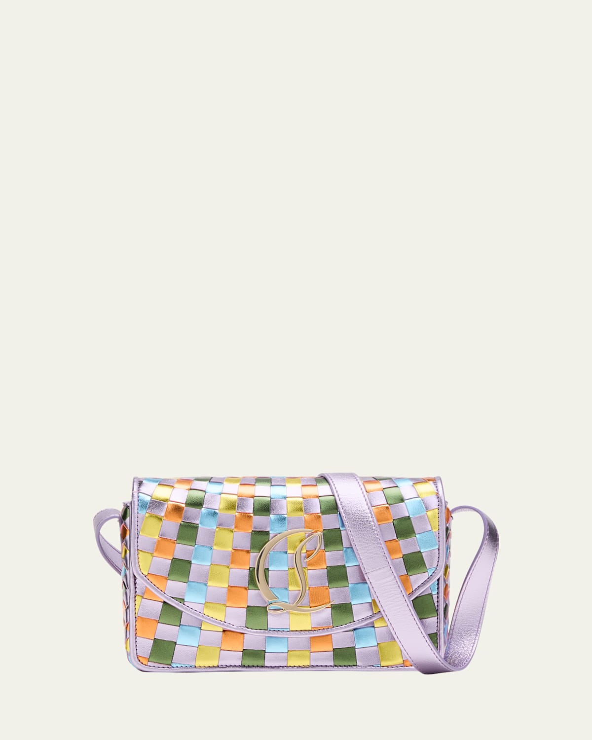 Loubi54 Small Crossbody in Woven Metallic Leather