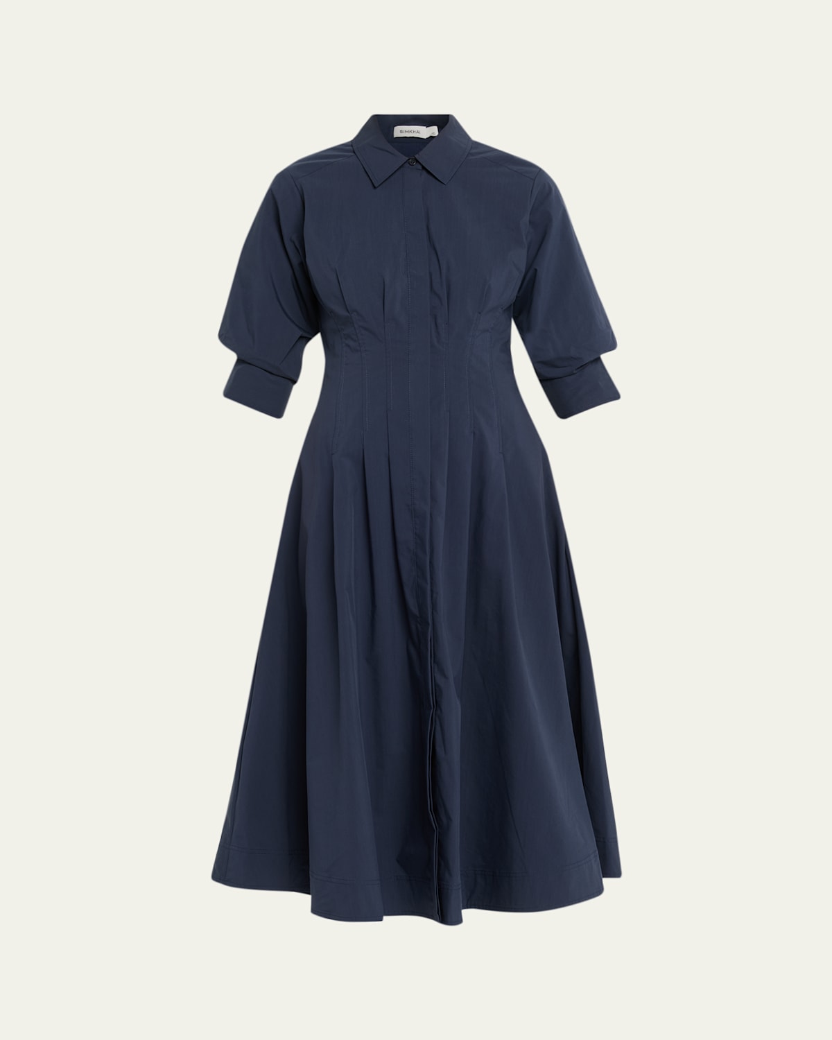Simkhai Jazz Core Cotton Poplin Pintuck Midi Dress In Blue