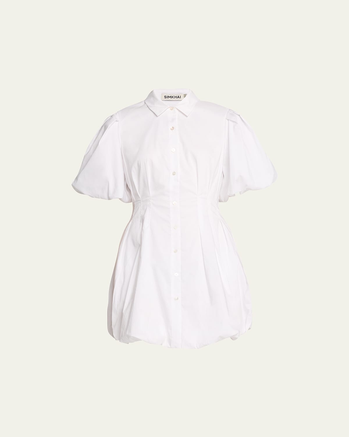 Simkhai Cleo Bubble Shirtdress In White