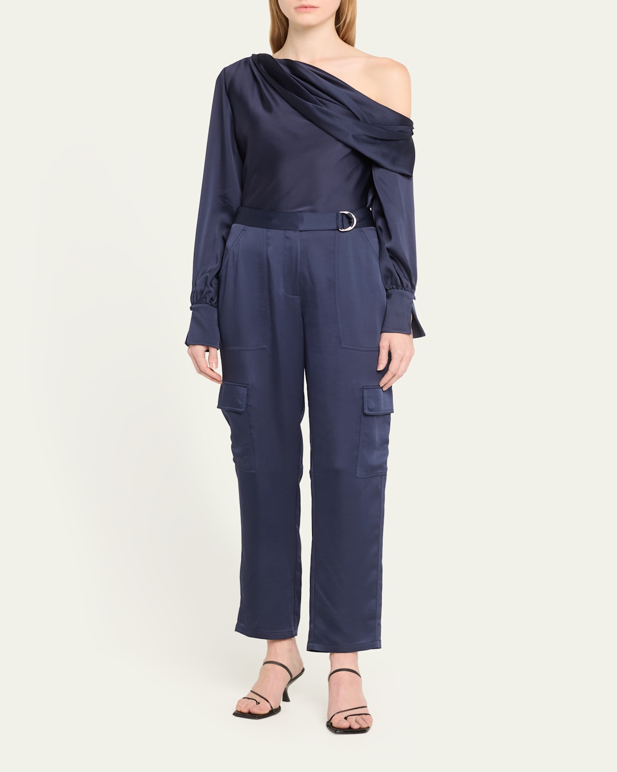 Alice Draped Satin One-Shoulder Top