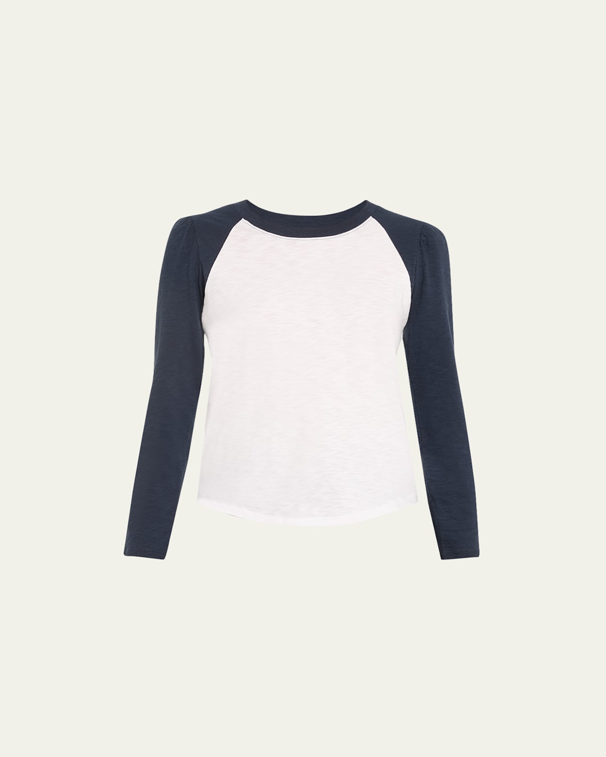 Veronica Beard Mason Long-sleeve Baseball Tee In Whitenavy