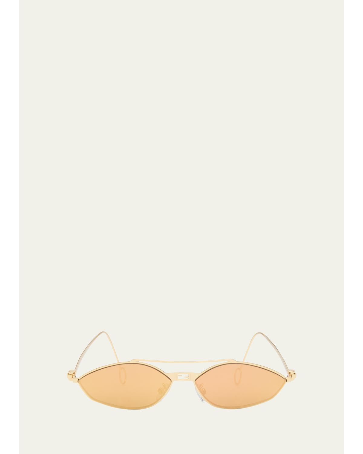 Rimless Geometric Metal Aviator Sunglasses