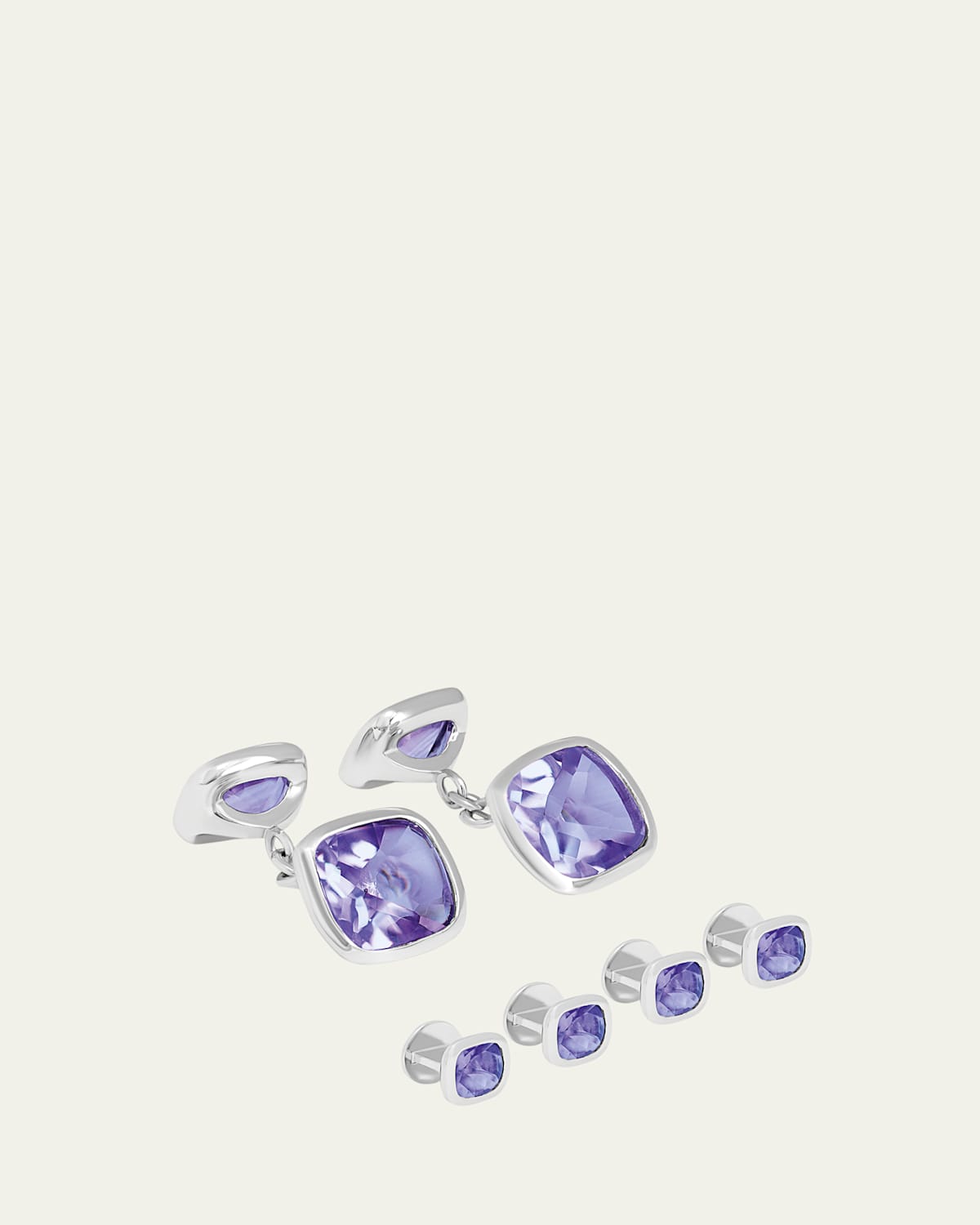 Men's Amethyst Cufflink Shirt Stud Set