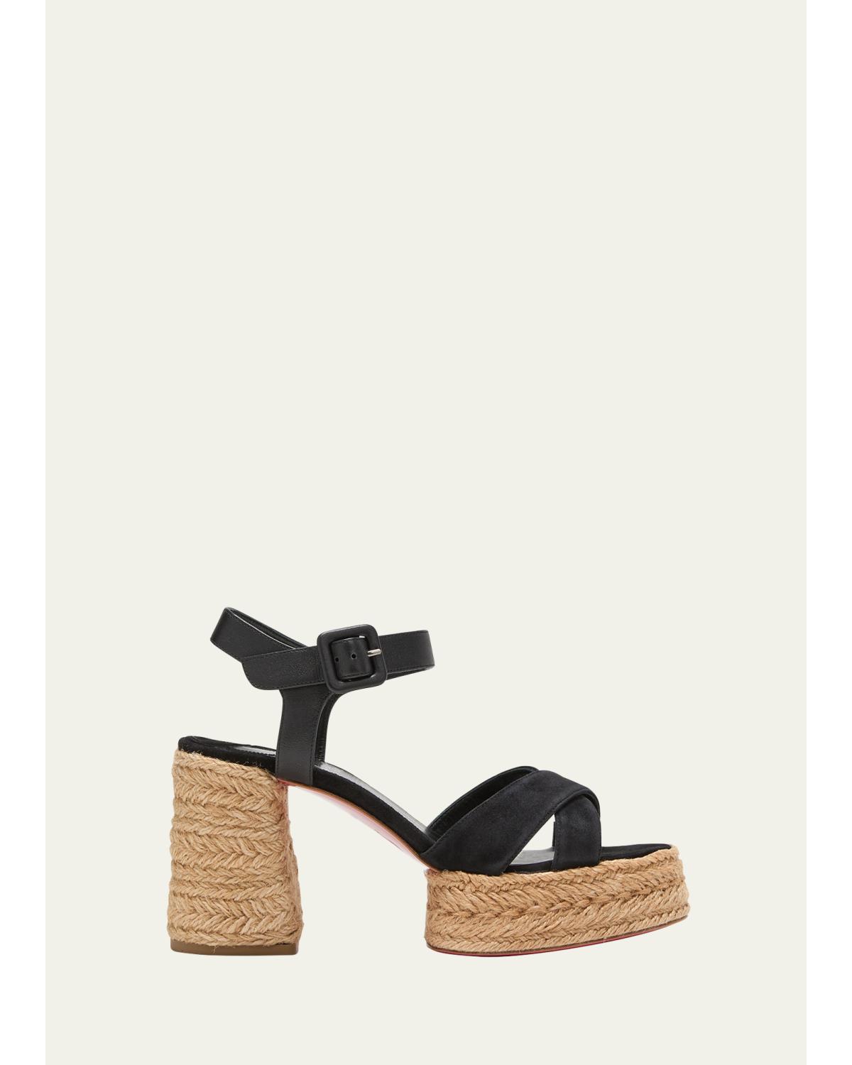 70Mm Calakala Leather Crisscross Espadrille Sandals