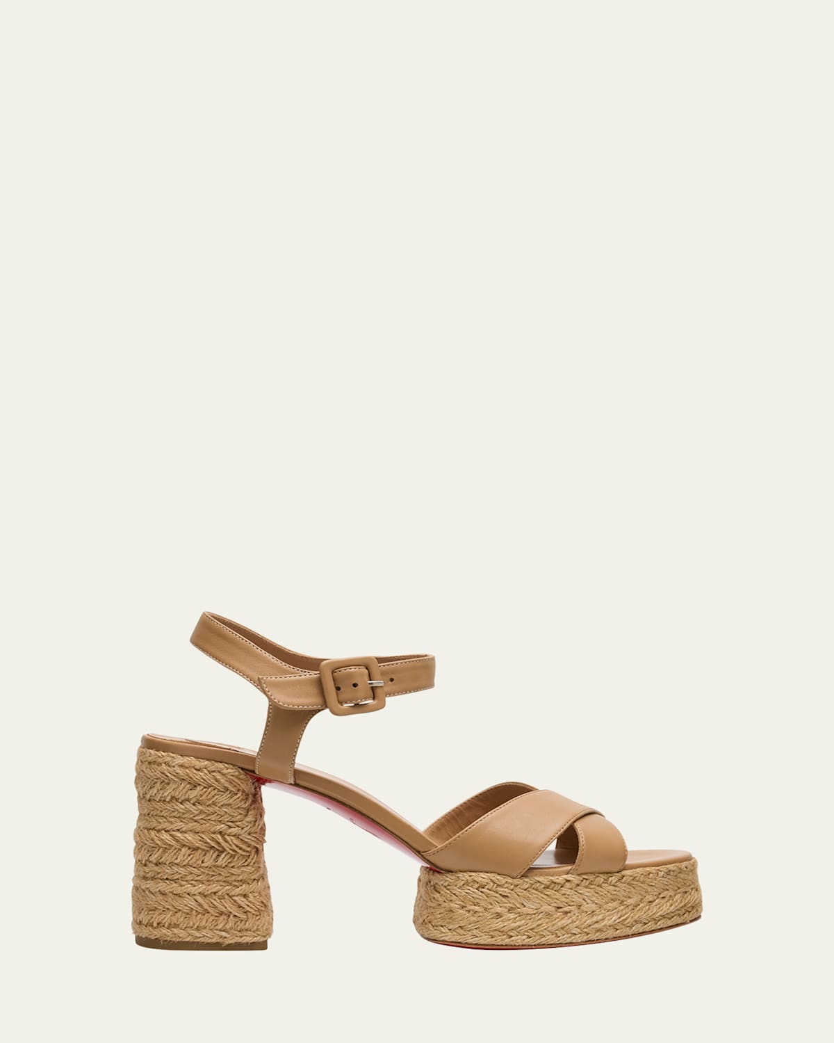 Christian Louboutin Calakala Leather Crisscross Red Sole Espadrille Sandals