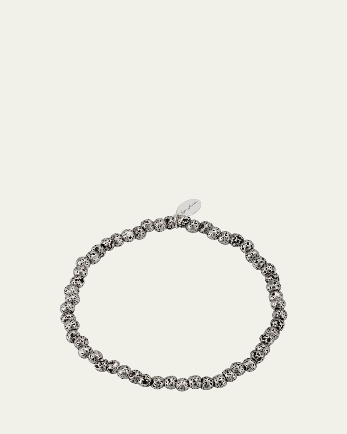 Men's Sterling Silver Lava Beaded Bracelet