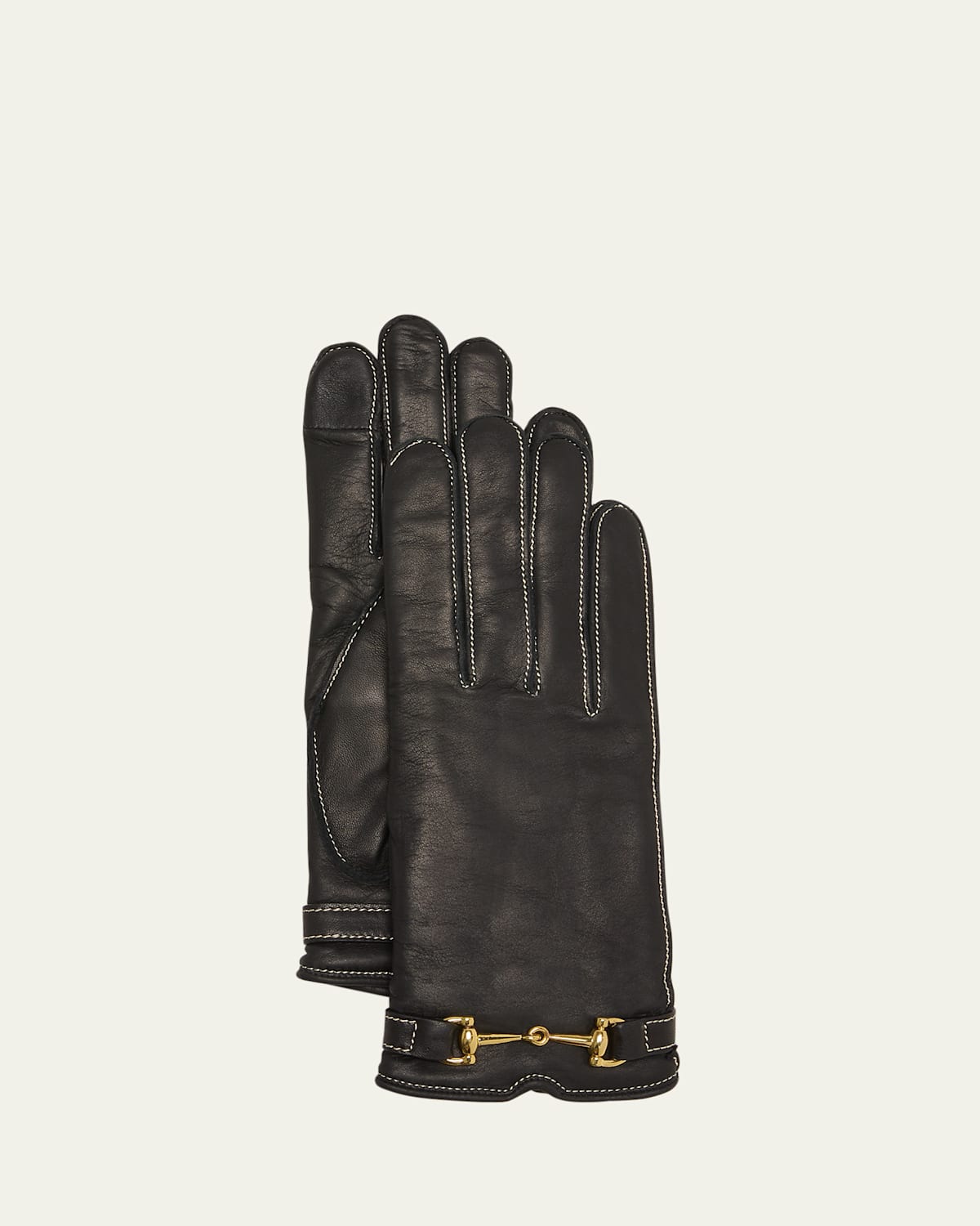 Classic Buckled Leather & Cashmere Gloves