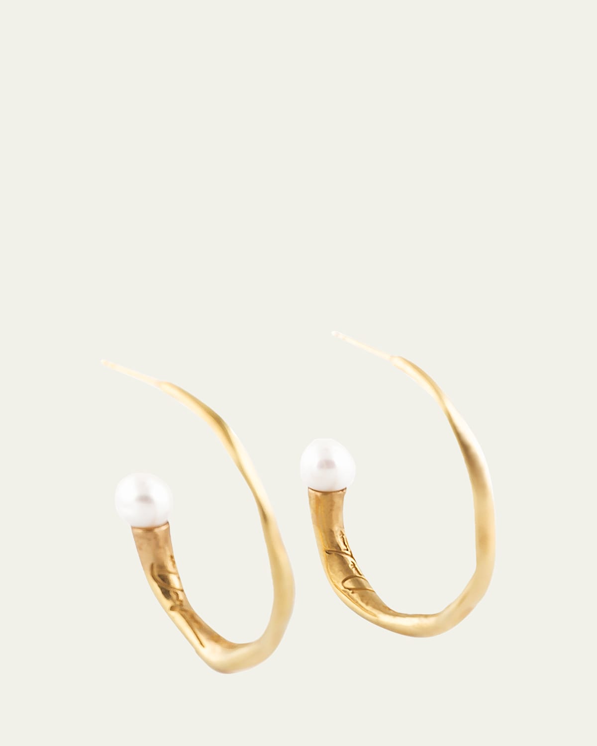 14K Yellow Gold Noah Pearl Hoops