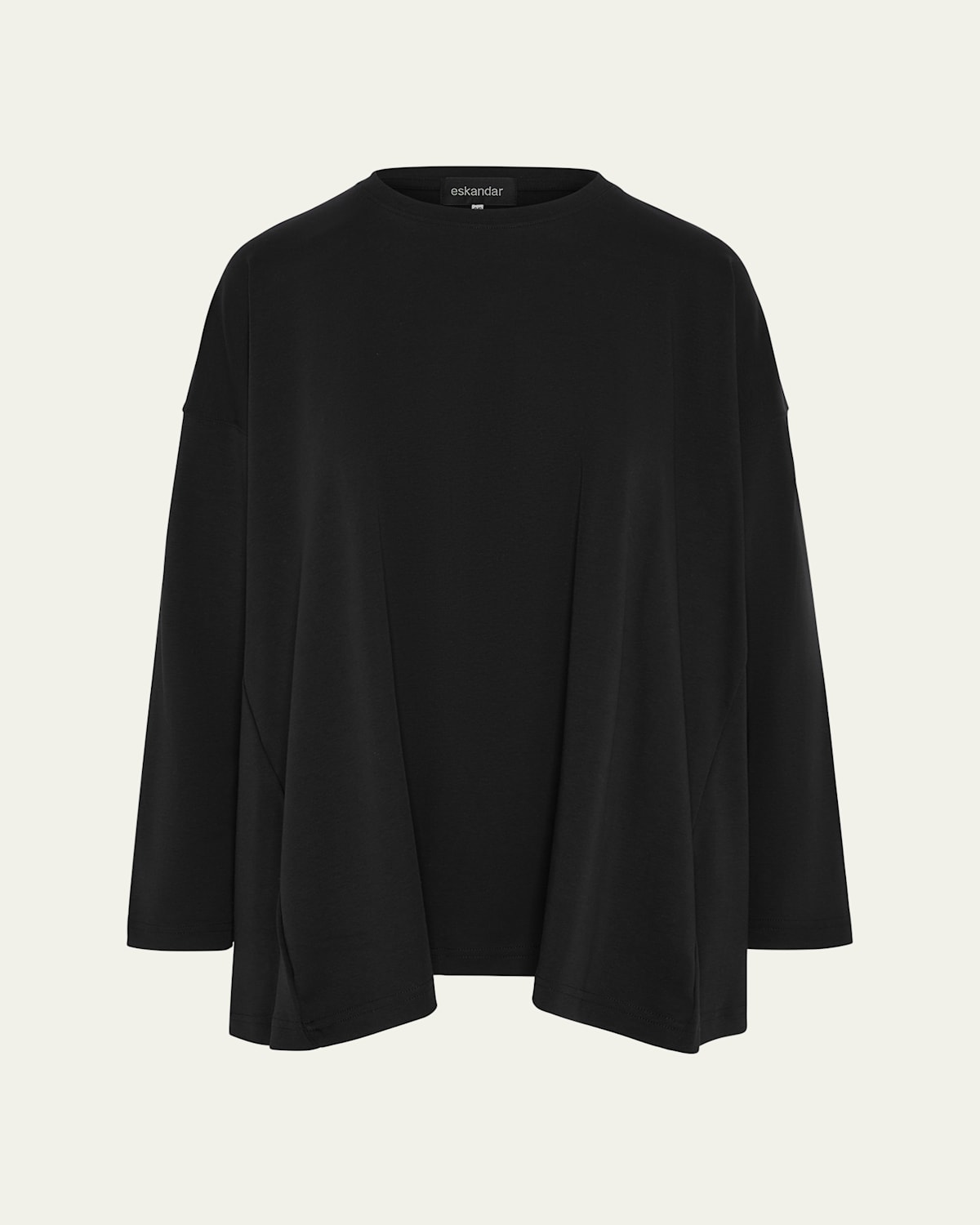 Side Panelled Round Neck Long Sleeve T-Shirt (Mid Plus Length)