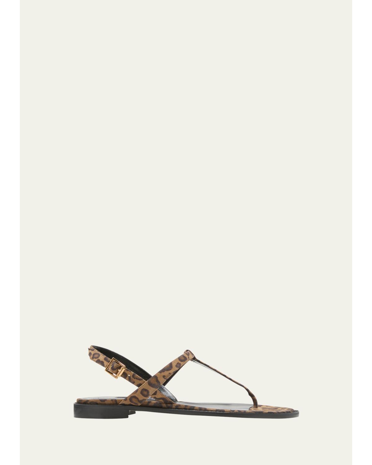 Hata Leopard Thong Slingback