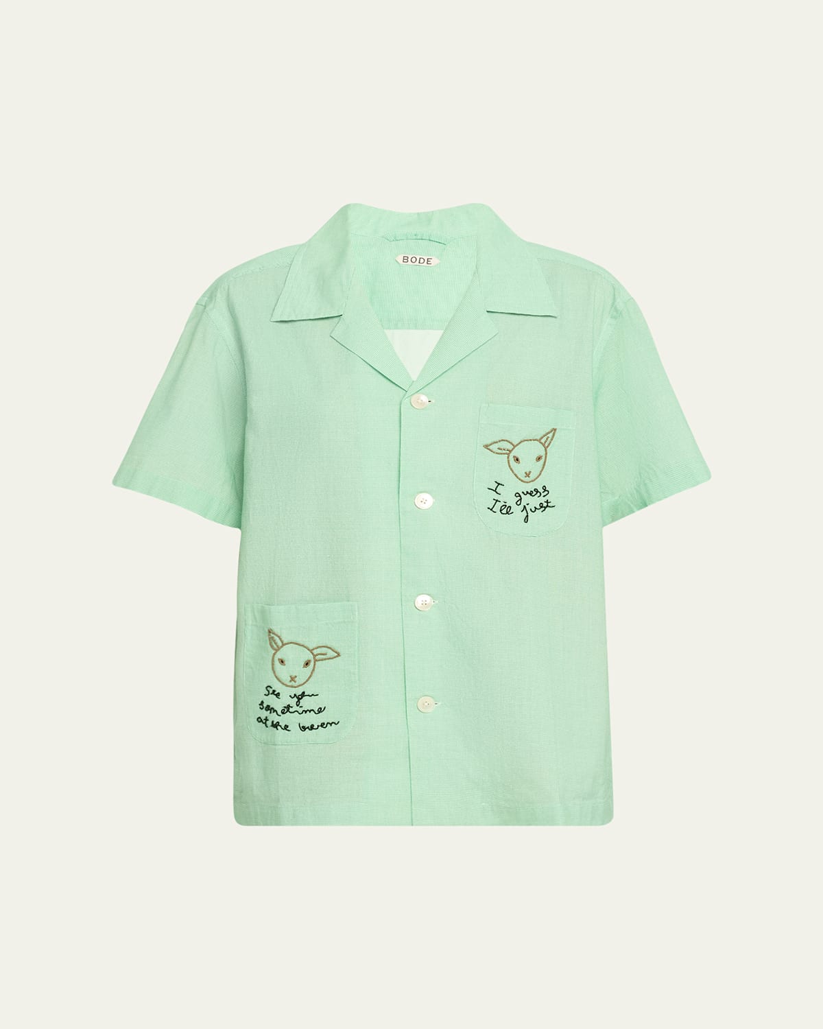 Shop Bode See You At The Barn Button-front Shirt In White Green