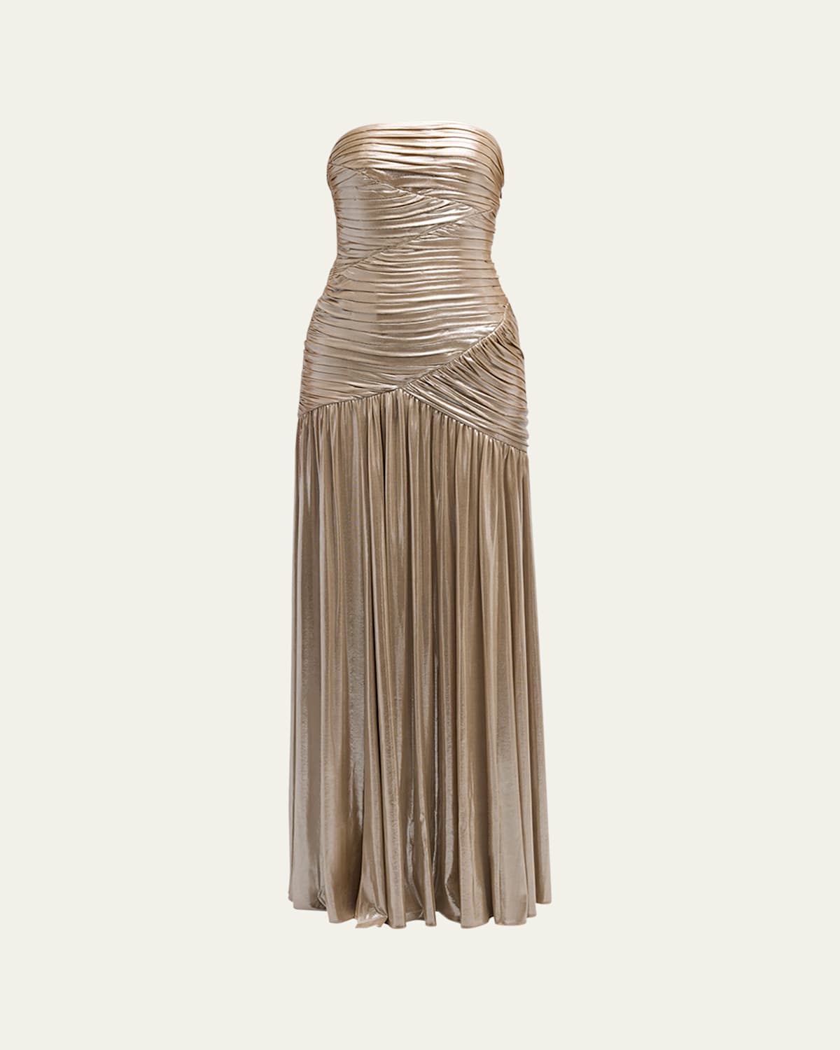 RETROFÉTE JOSIE STRAPLESS LAMÉ SLIT GOWN 
