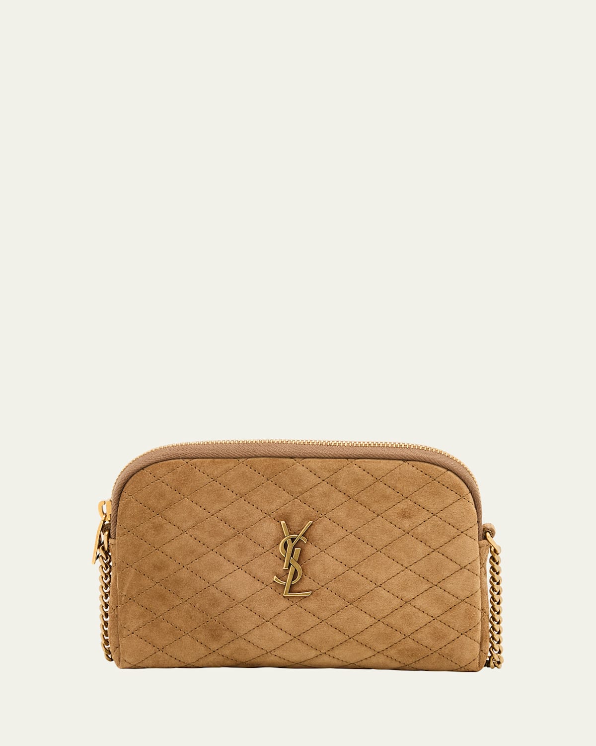 Saint Laurent Gaby Mini Ysl Crossbody Bag In Quilted Suede