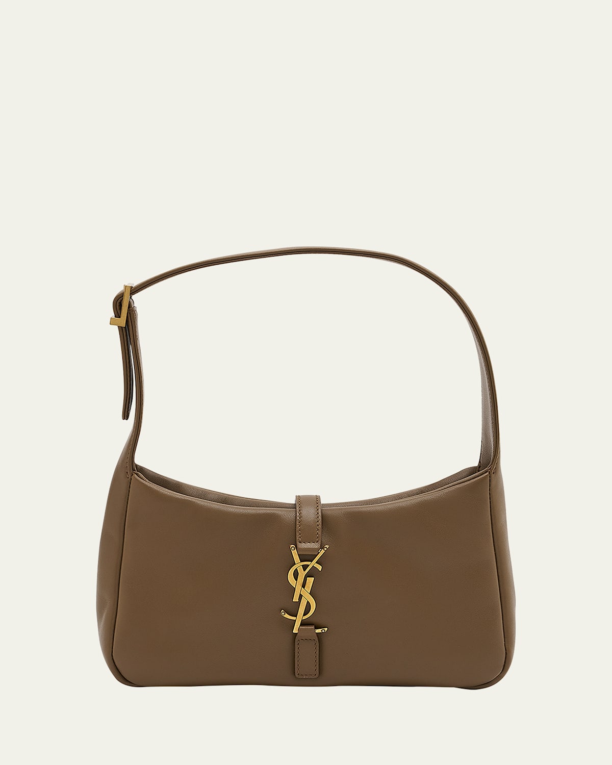 Saint Laurent Le 5 A 7 Ysl Shoulder Bag In Padded Smooth Leather In Dark Peanut