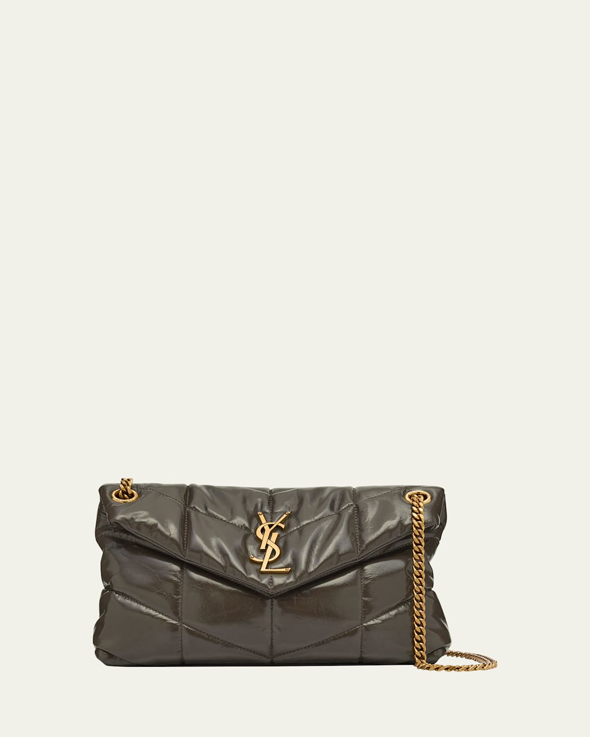 SAINT LAURENT LOU PUFFER SMALL YSL SHOULDER BAG IN QUILTED SMOOTH LEATHER 