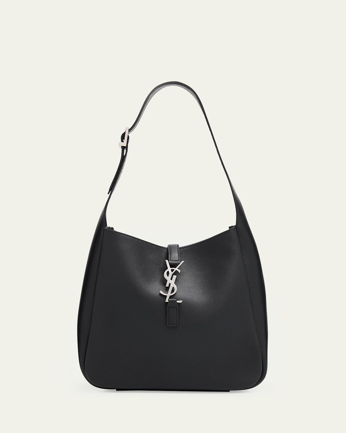 Saint Laurent Le 5 A 7 Small Hobo Bag In Smooth Supple Leather In Black