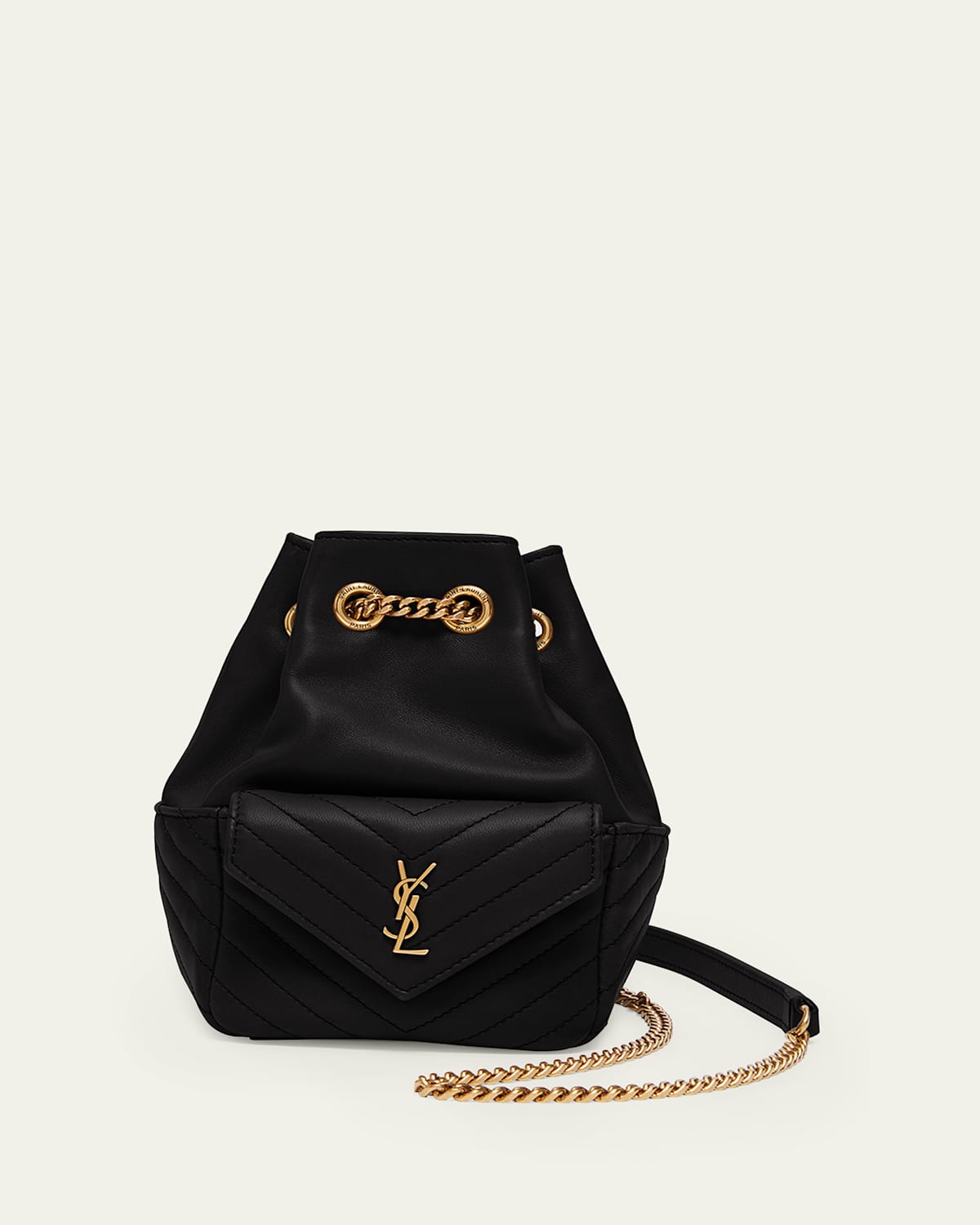 SAINT LAURENT JOE MINI YSL BUCKET BAG WITH ADJUSTABLE STRAP IN SMOOTH LEATHER 