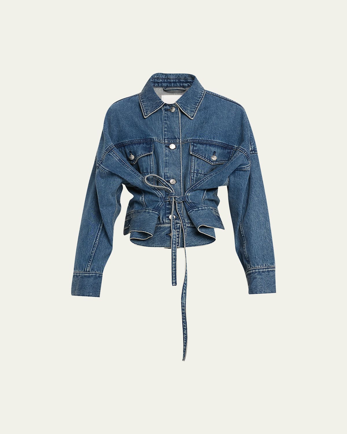 Boxy Self-Tie Denim Jacket