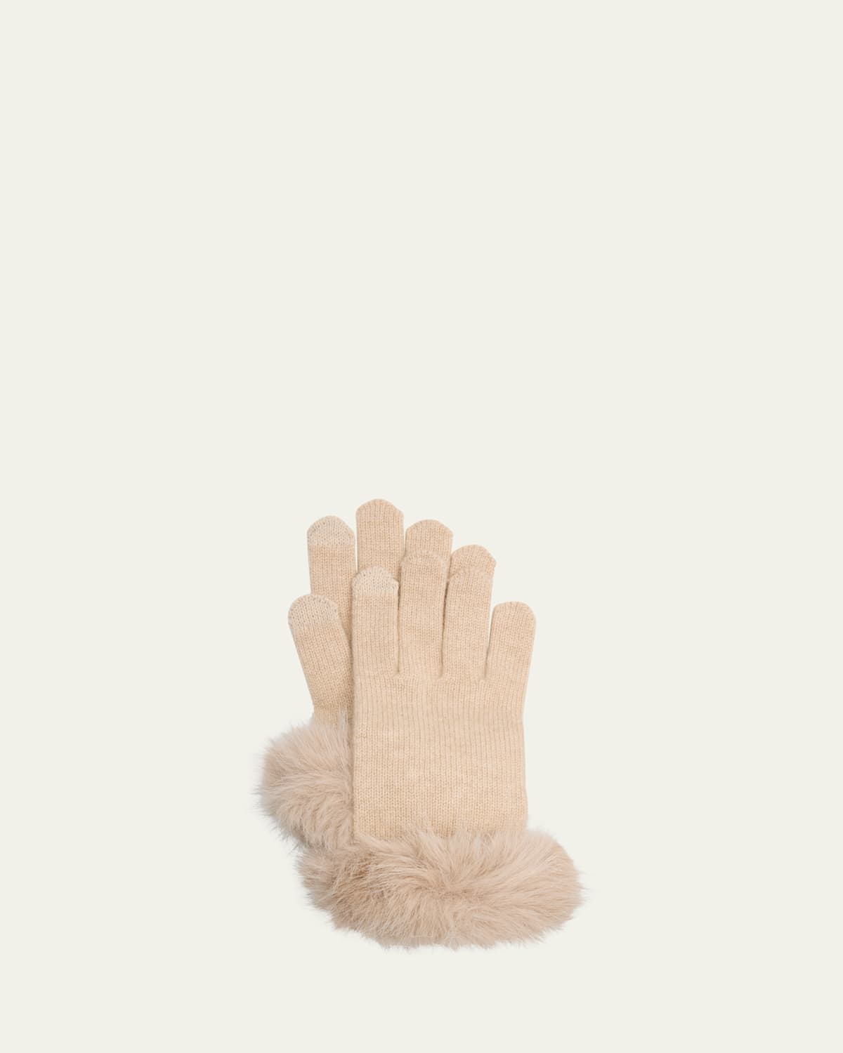 Sofia Cashmere Touchscreen Cashmere & Faux Fur Gloves In Oatmeal