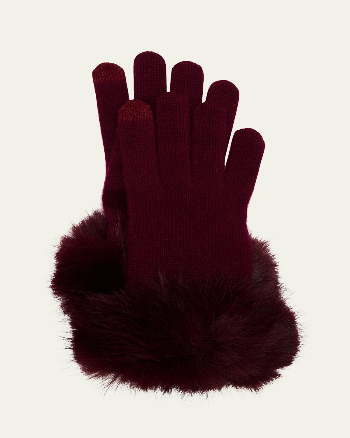 Sofia Cashmere Touchscreen Cashmere & Faux Fur Gloves In Black