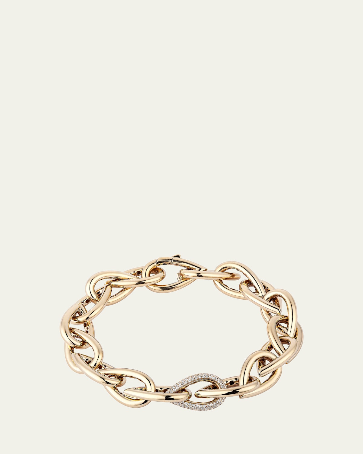 Yellow Gold Drop Link Armband Bracelet with Diamonds