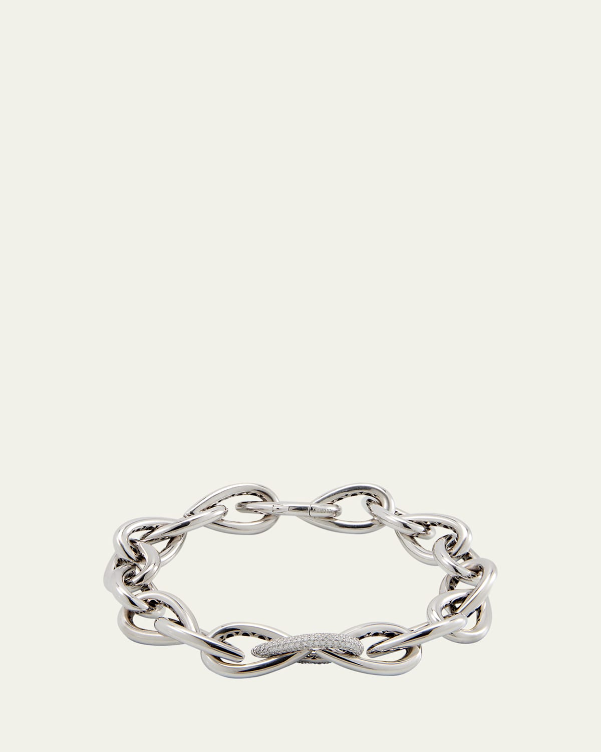 White Gold Drop Link Armband Bracelet with Diamonds