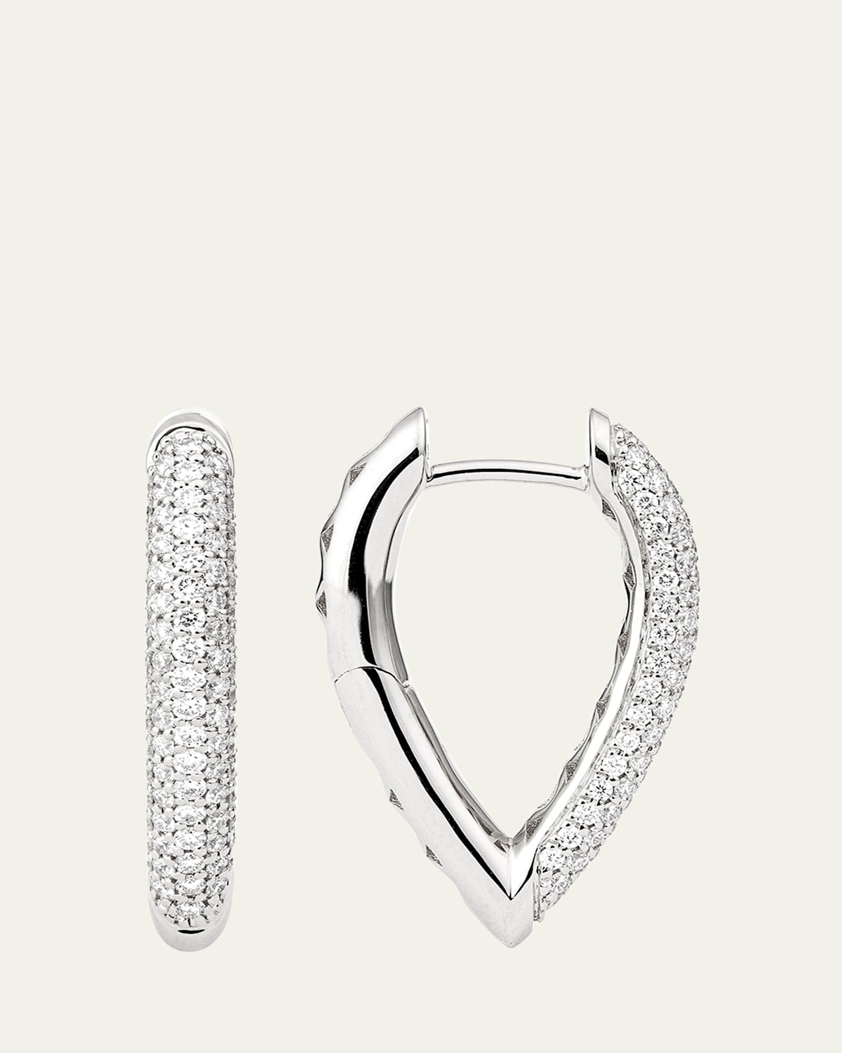 The Drop Link Earrings, Small, in White Gold and White Diamonds