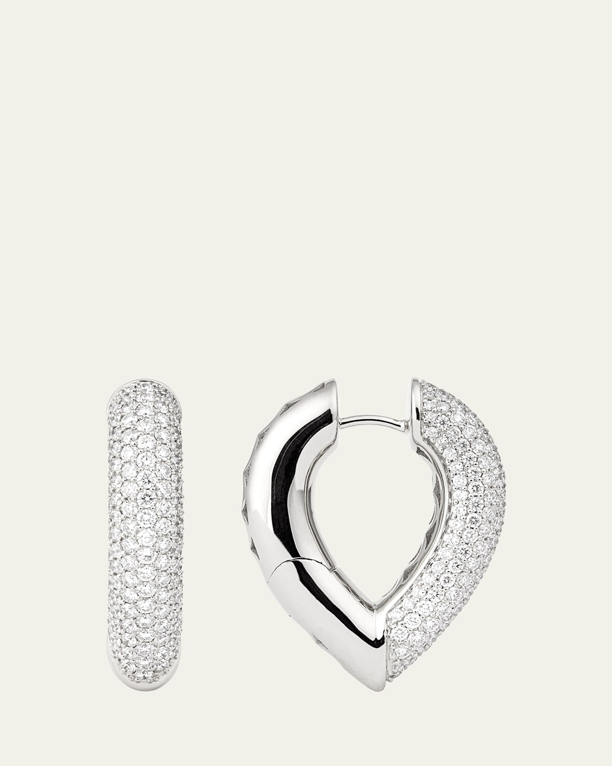 The Drop Link Earrings, Big, in White Gold and White Diamonds