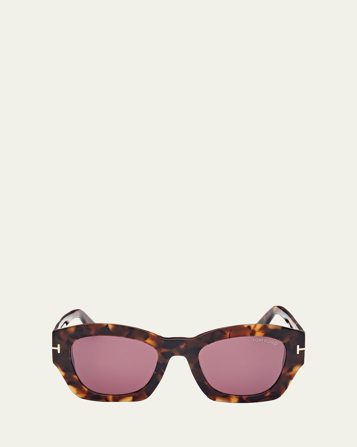 Tom Ford Guilliana Acetate Geometric Sunglasses In Shiny Vintage Dark Havana Gradient Bordeaux Lenses