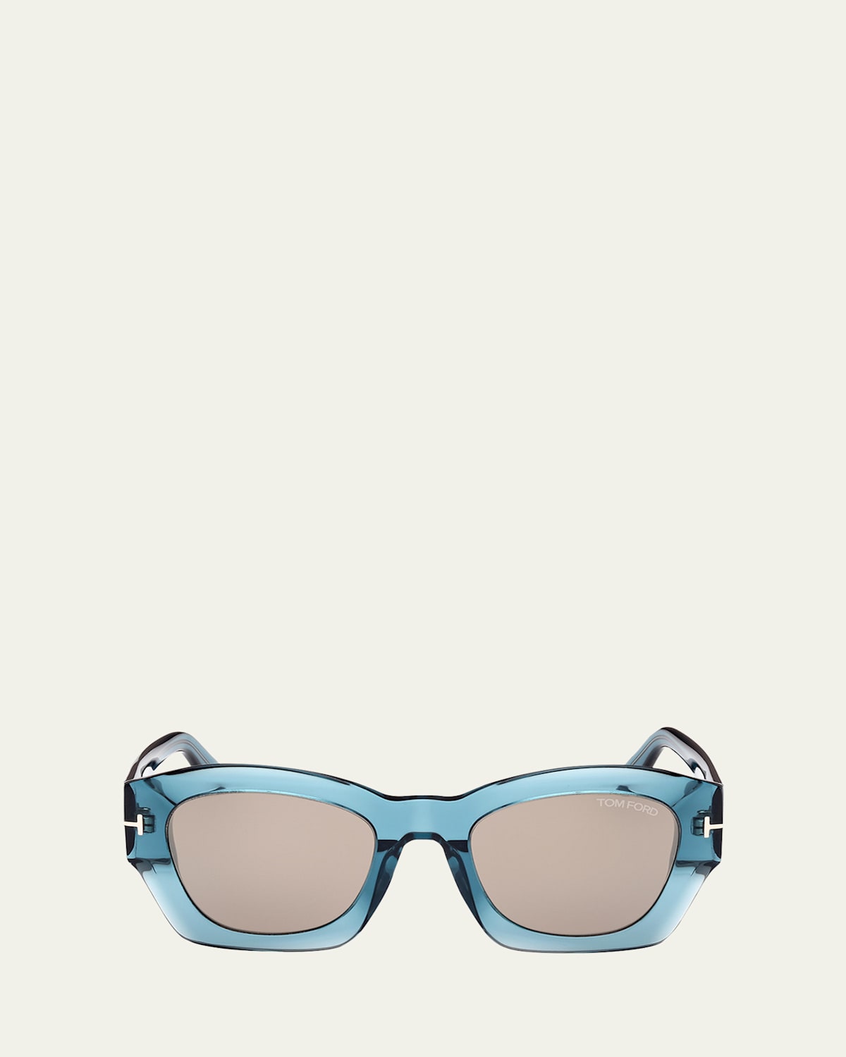 Tom Ford Guilliana Acetate Geometric Sunglasses In Shiny Transparent Aqua Roviex Mirror Lenses