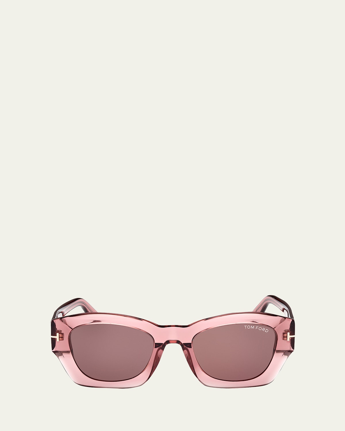 Tom Ford Guilliana Acetate Geometric Sunglasses In Shiny Transparent Pink