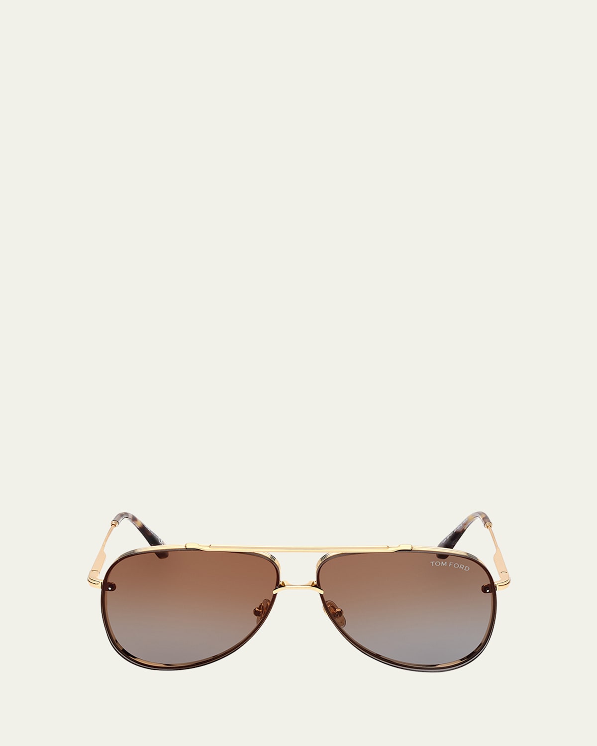 Tom Ford Men's Leon Metal Aviator Sunglasses In Shiny Deep Gold