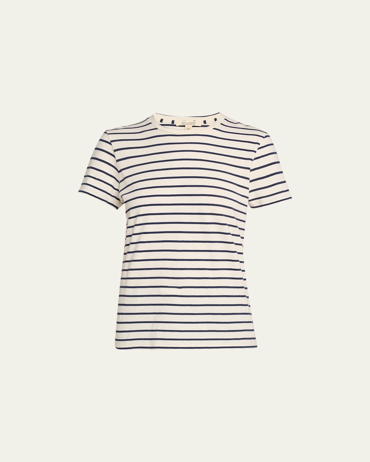 Nili Lotan Mariela Crew-neck Tee In Navy/ivory Stripe