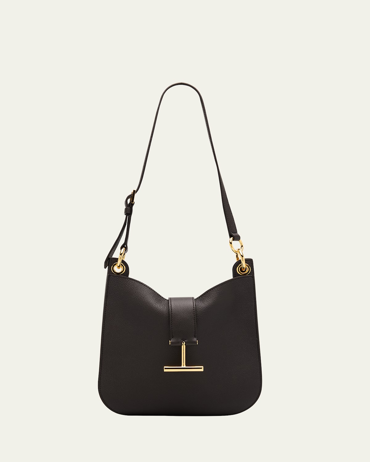 Tom Ford Tara Small Hobo Crossbody In Grained Leather In Brown
