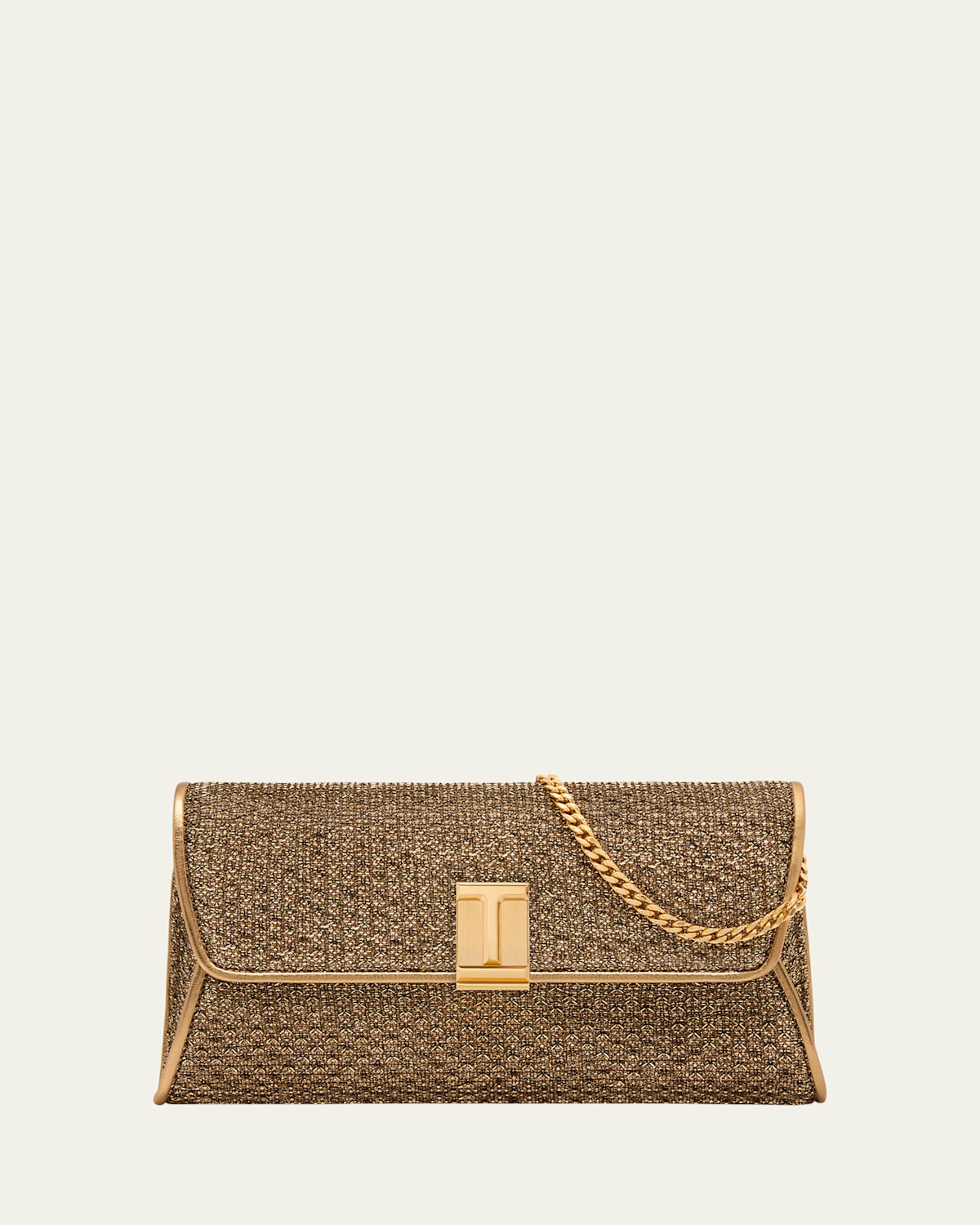 Tom Ford Nobile Clutch In Textured Fabric In Dark Gold