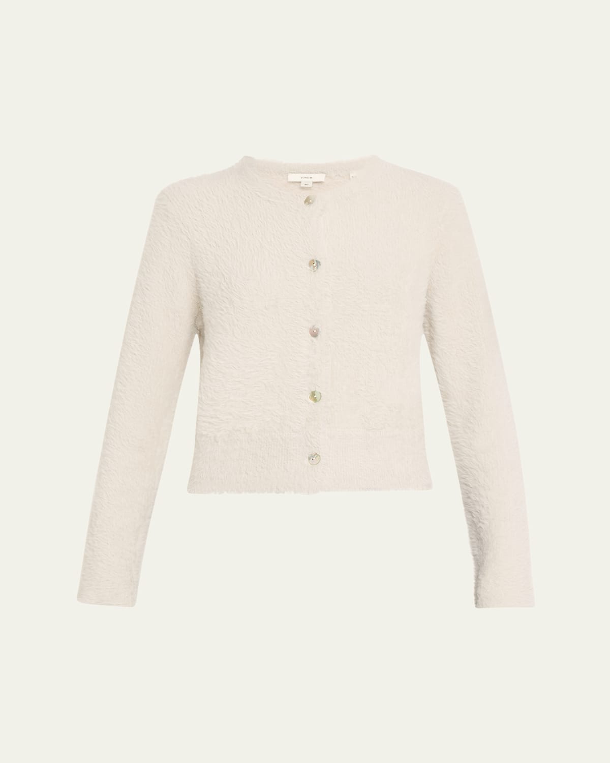 Vince Mother-of-pearl Eyelash Knit Cardigan In Lt Birch Stone