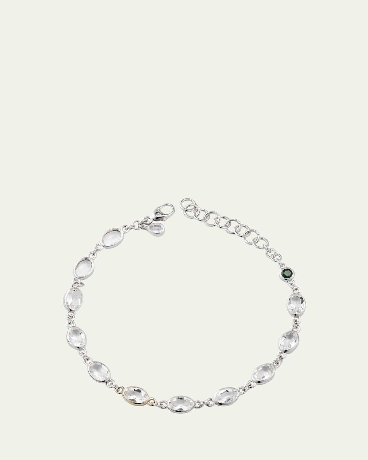Oval Bezel-Set Rock Crystal Tennis Bracelet in Sterling Silver
