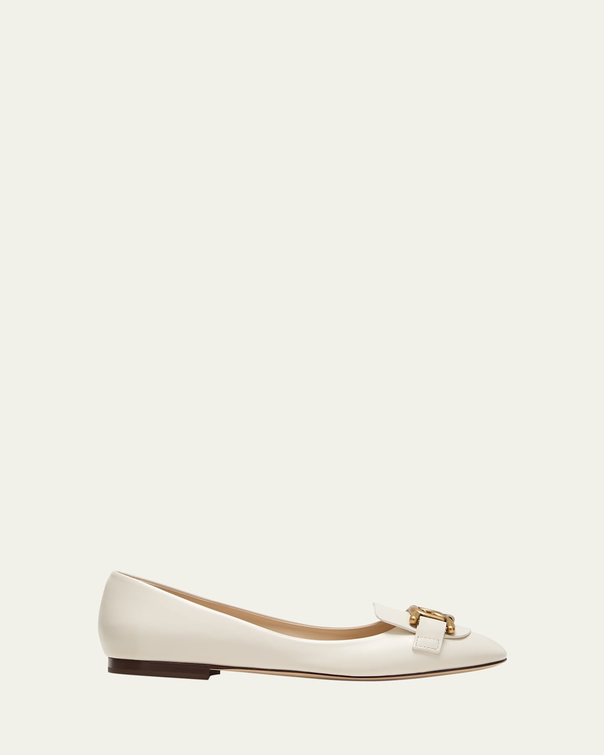 Tod's Leather Chain Ballerina Flats In Mousse