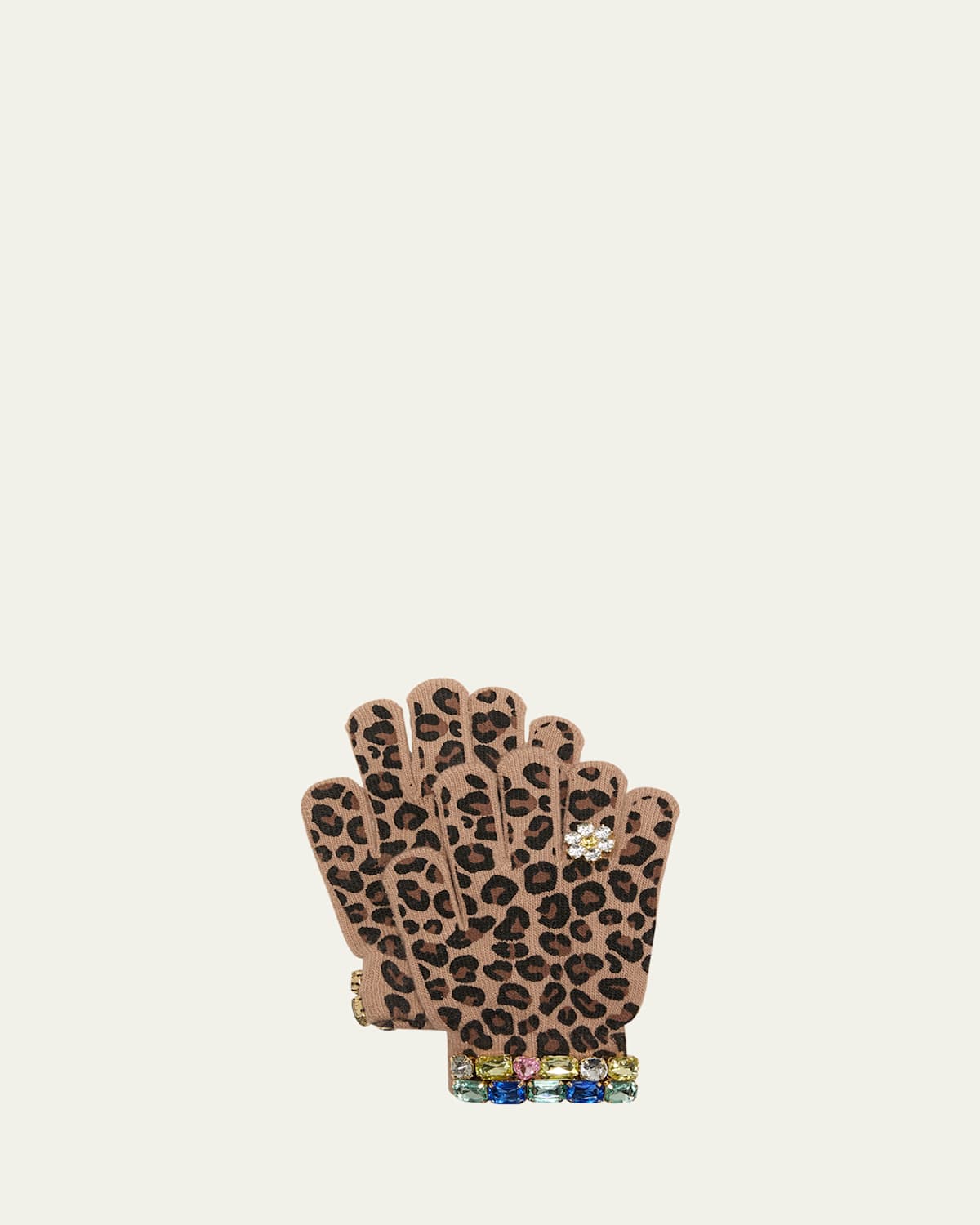 Super Smalls Girl's Leopard-Print Embellished Gloves - Women's Accessories