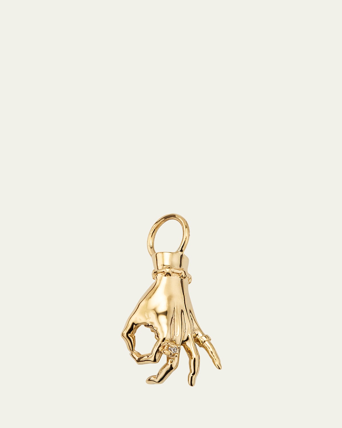 14K Yellow Gold Gyan Mudra LadyFinger Pendant With Diamond
