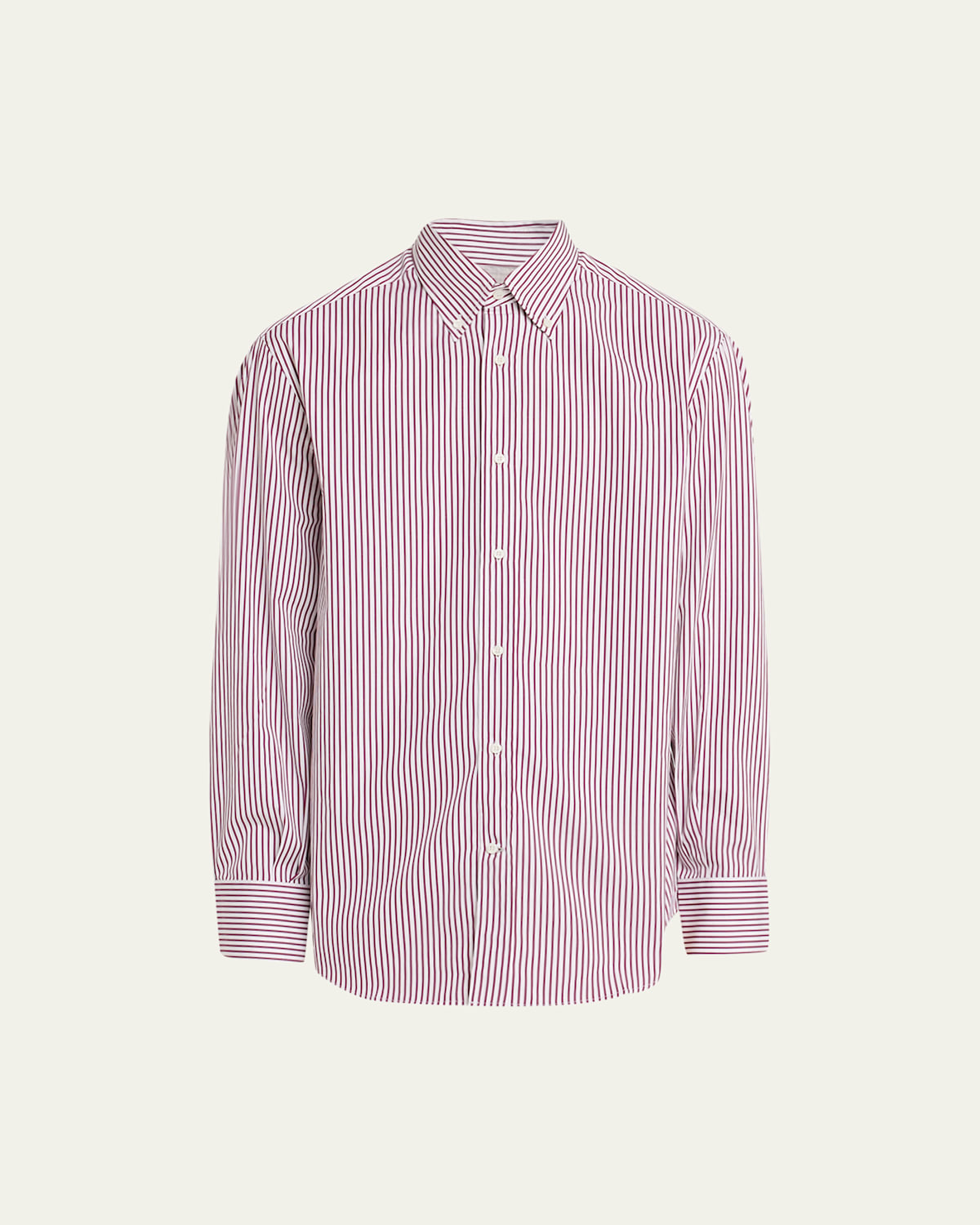 Brunello Cucinelli Man Shirt Burgundy Size M Cotton In White Red