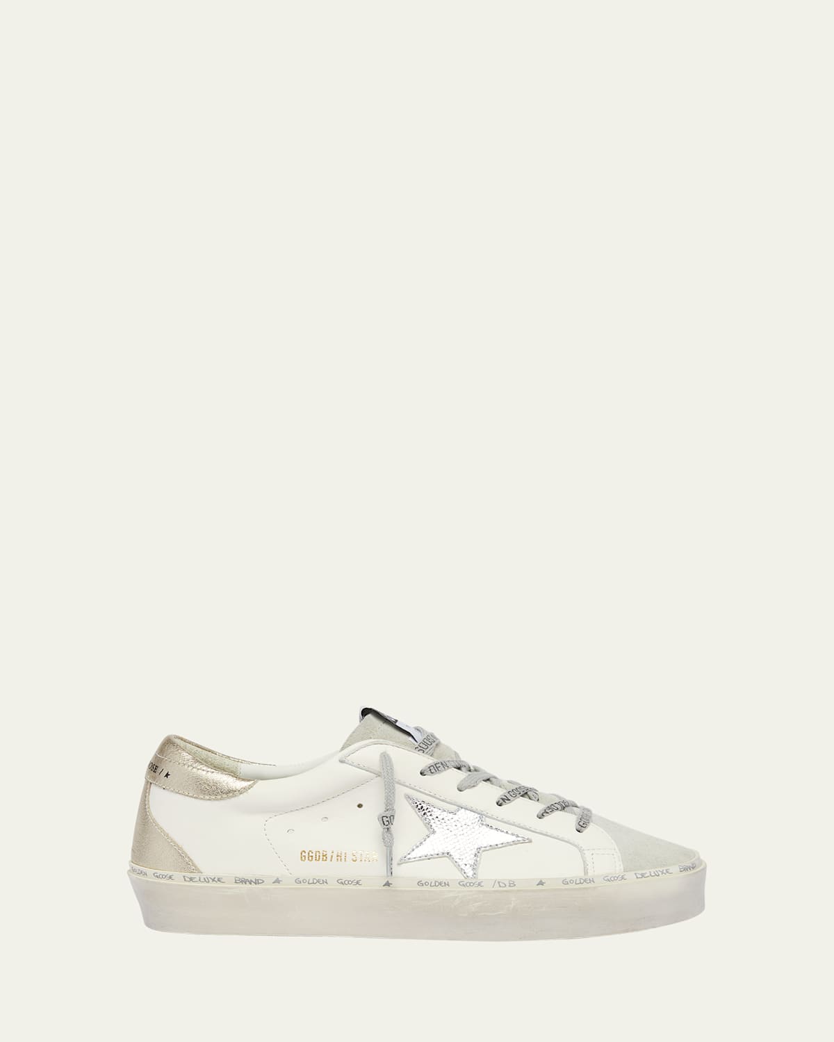 Golden Goose Hi Star Embossed Leather Low-top Sneakers In White Ice Silver Platinum