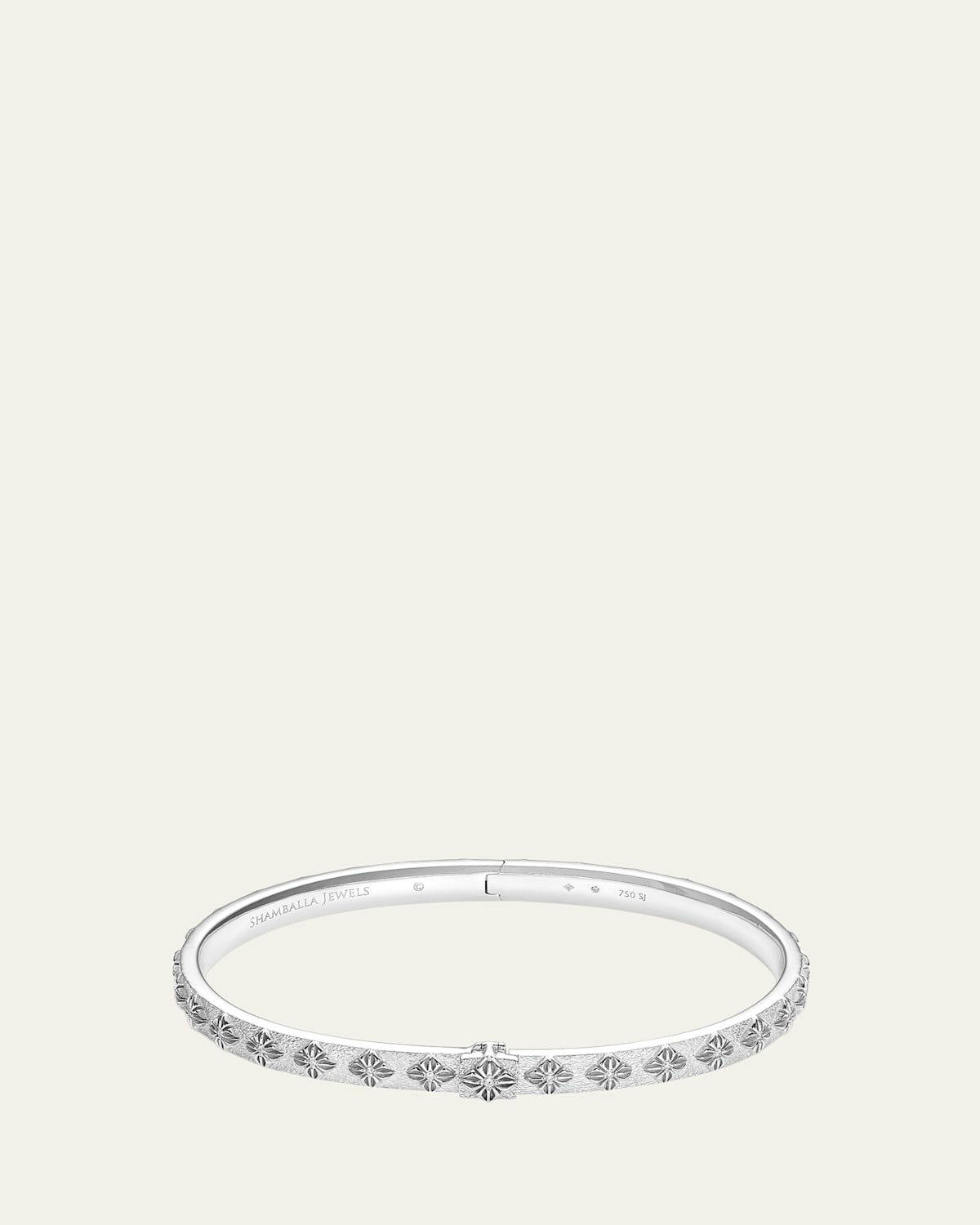 Men's 18K White Gold Bangle Bracelet with Diamonds, Size M