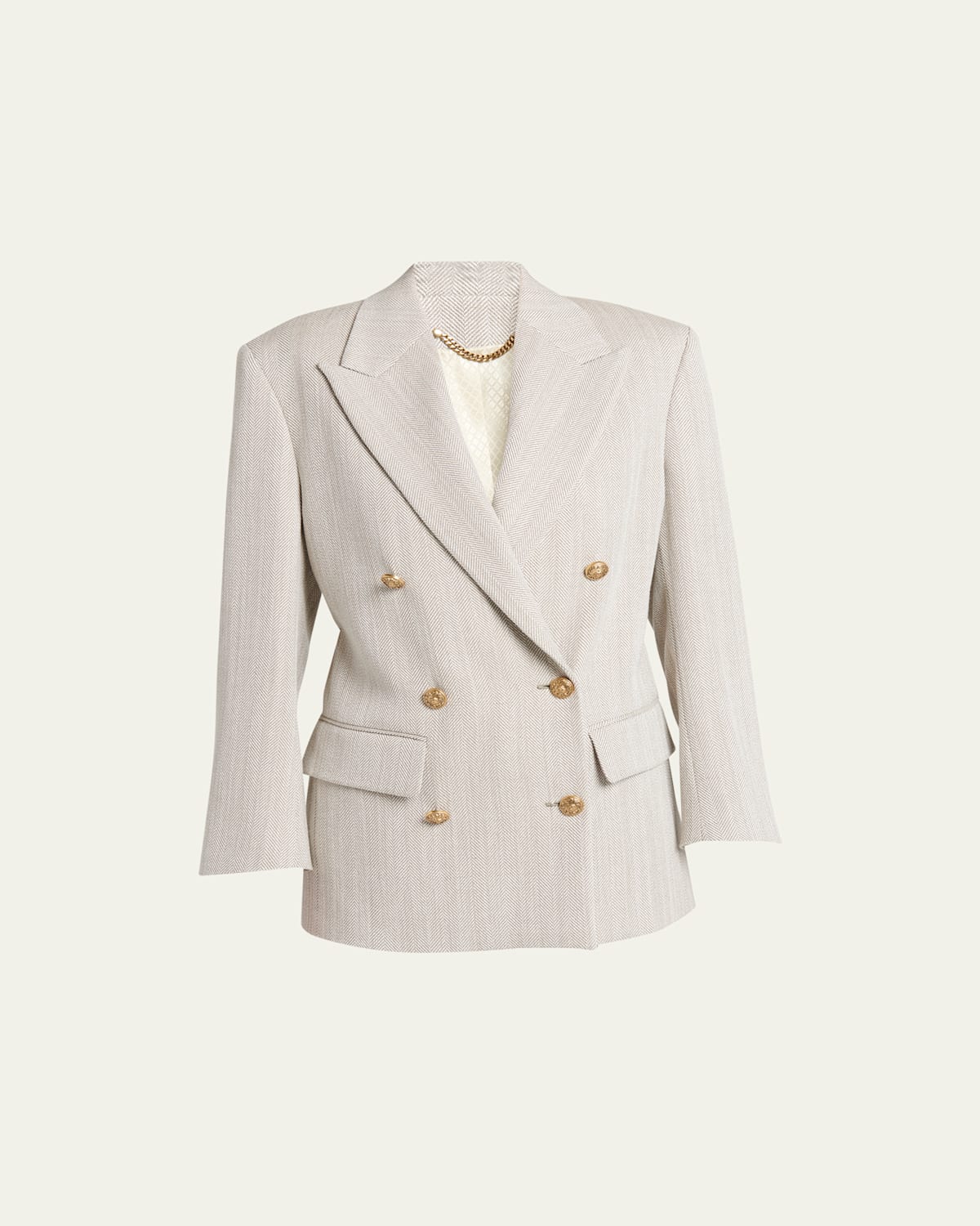 Golden Goose Journey Herringbone Boyfriend Jacket In Dark Olive/vinta