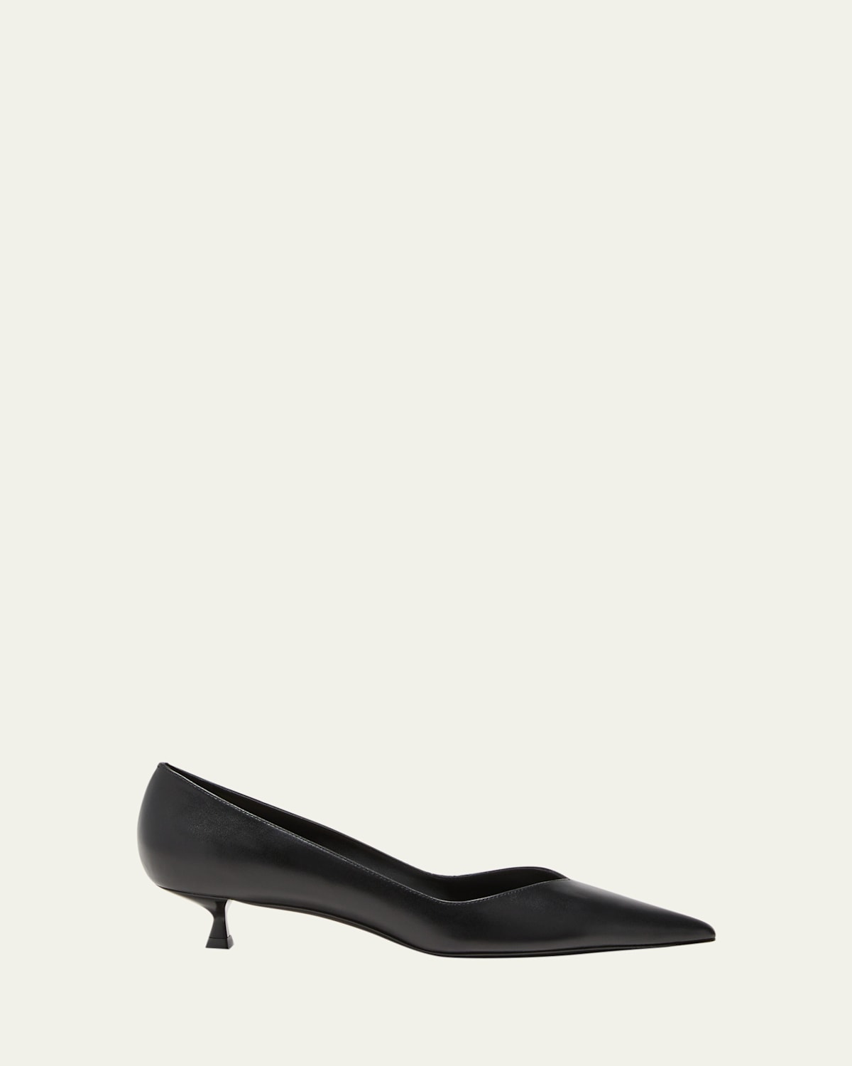 Stuart Weitzman Eva Kitten Heel Pointed Toe Pump In Black