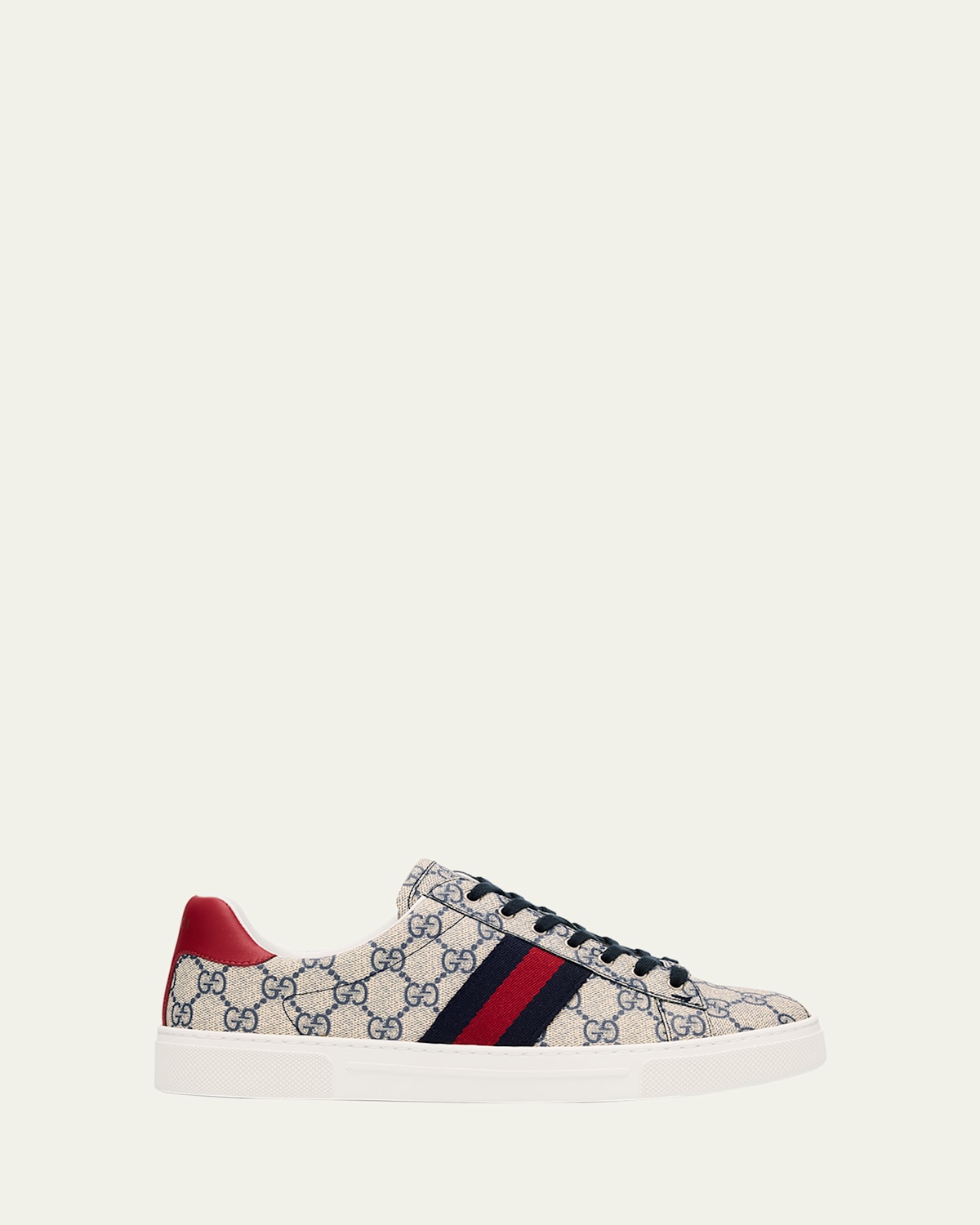 Gucci Ace Monogram Canvas Low-top Sneakers In Blue