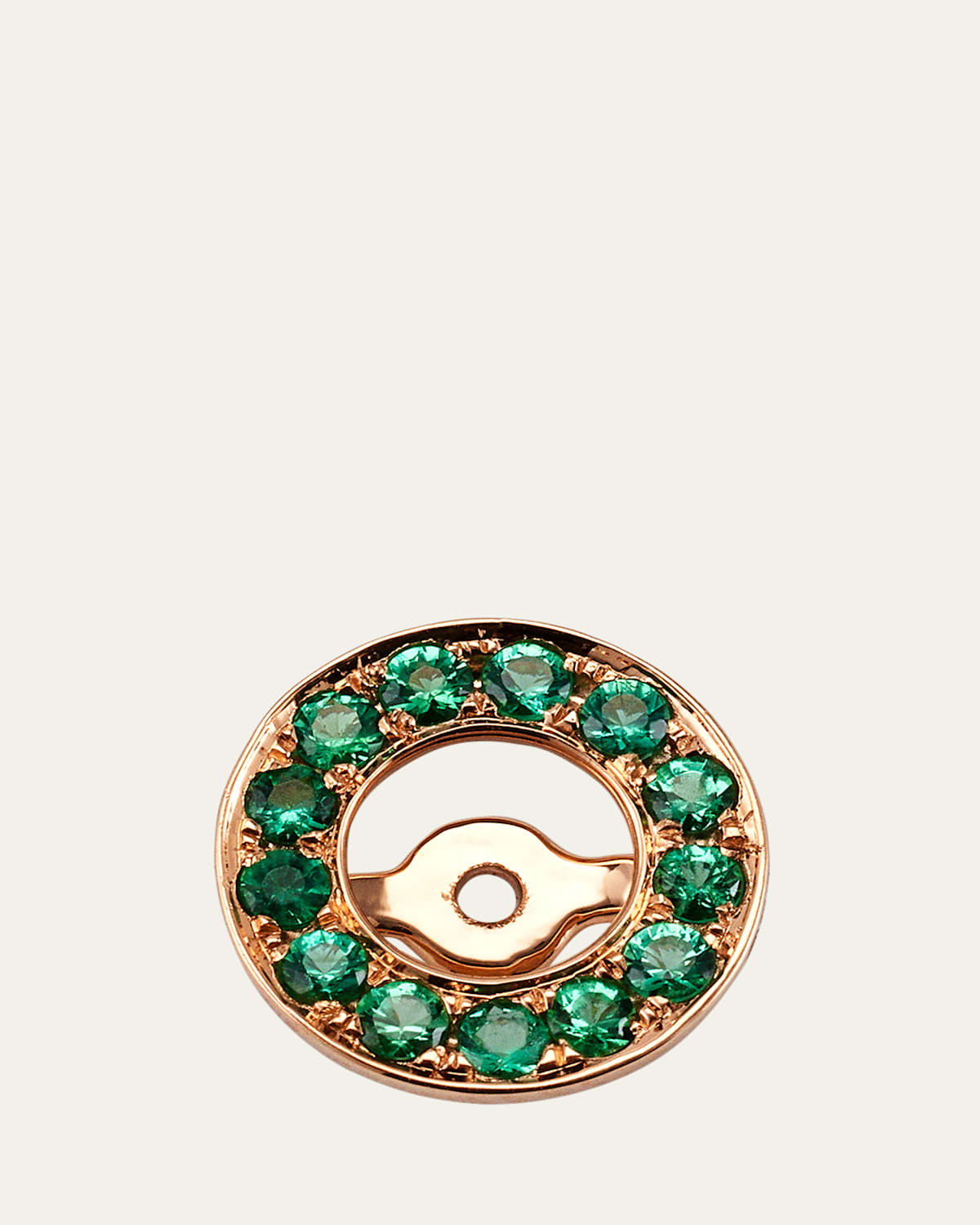 18K Rose Gold Emerald Earring Halos