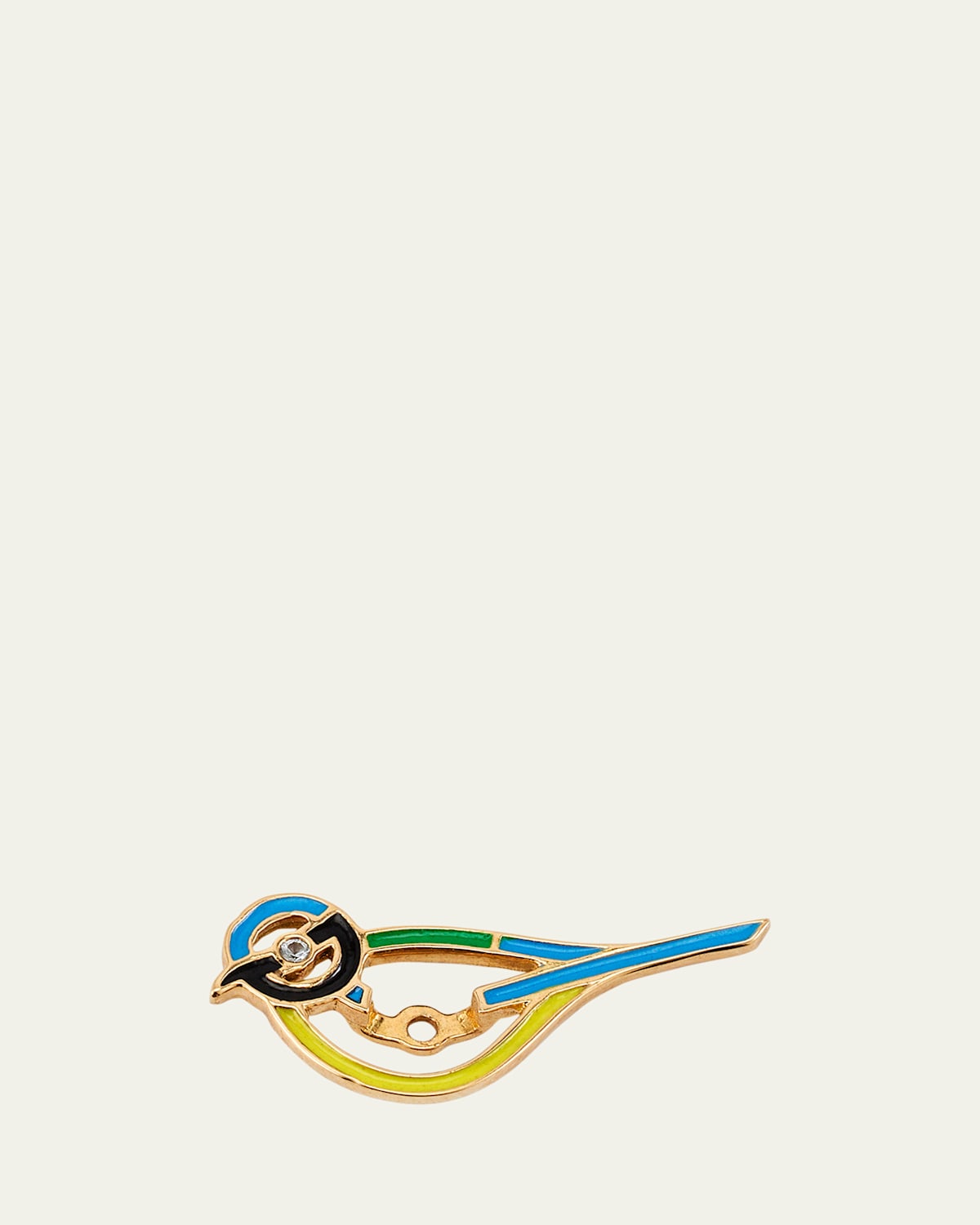 18K Yellow Gold Bird Earring Halo, Single