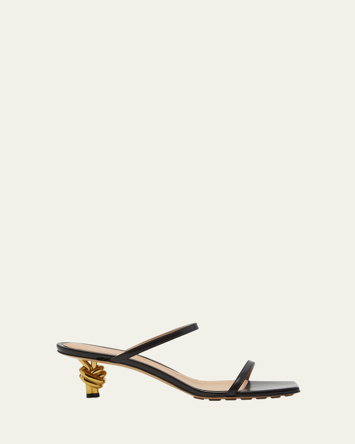 Bottega Veneta Leather Two-band Knot Slide Sandals In Black